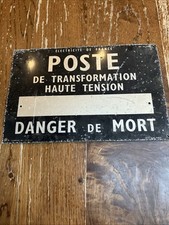 Ancienne Plaque Poste De Transformation Danger De Mort Deco Loft Industriel Alu