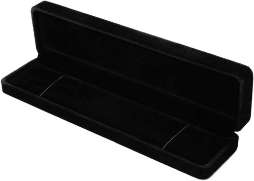 Black jewelry box long - black, pearl
