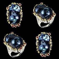 Bague argent massif plaqué - , or