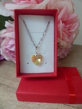 Collier Pendentif Coeur Jaune Imitation Pierre + Chaine - Bijoux des Lys