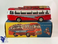 JOUET ANCIEN JOUSTRA 608 AUTO CAR TRANS EUROPE FRICTION VERS 1960 40CM
