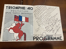 PROGRAMME TRIOMPHE 40 PROMOTION AMITIE FRANCO-BRITANNIQUE MANUSCRITS SIGNATURES