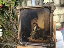 Cadre ancien bois doré chromo