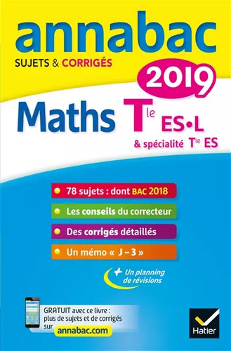 Annales annabac 2019 maths - annabac, tle