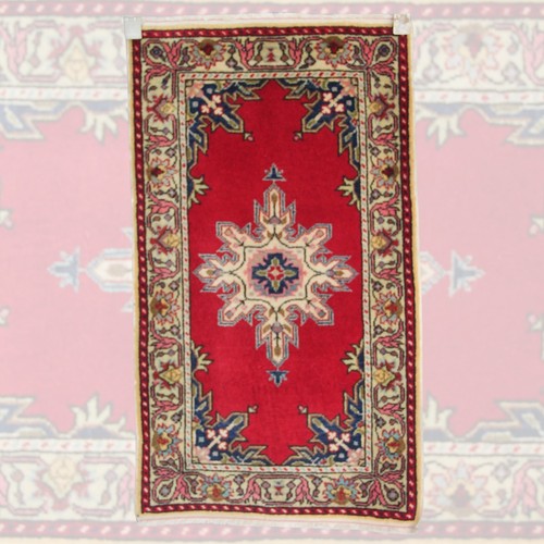 Tapis vintage rouge fait - , main