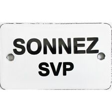 Plaque de service émaillée bombée 6 x 10 cm   : SONNEZ SVP