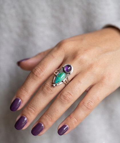 Bague turquoise améthyste - bague,