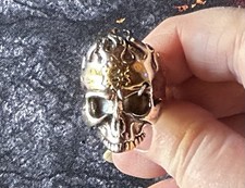 NEUVE BELLE BAGUE MIXTE TÊTE DE MORT ARGENT T.58 
