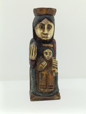 Ancienne et magnifique statue en bois polychrome VIERGE A L'ENFANT