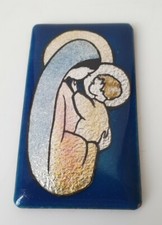 Plaque emaux du liban VIERGE A L’ENFANT CUIVRE EMAIL 7 x 4 cm