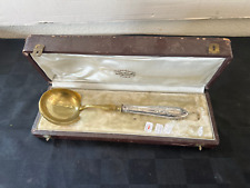 Louche à crème en métal doré, manche argent massif fourré Minerve+ coffret