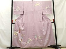 Kimono japonais en visite pièce peinte en H Broderie paysage féminin fleur