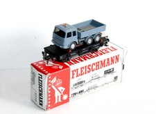 FLEISCHMANN HO 5219 WAGON PLATEFORME PORTE AUTO TRANSPORT VOITURE + CAMION BENNE