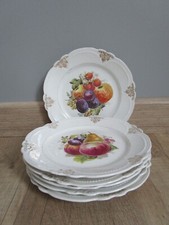6 ASSIETTES ANCIENNES A DESSERT PORCELAINE LIMOGES ? DECOR FRUITS