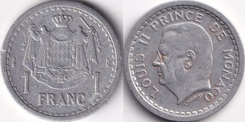 Franc 1943 monaco louis - 1943,