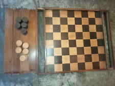 Jeu de dames & echecs - plateau 36 x 36 cm - placage bois des traces - complet