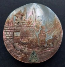 Ancienne Nacre Bagnard Nouvelle Calédonie Abat Jour Sculpture XIX