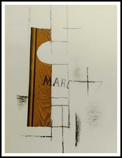 Georges BRAQUE : la bouteille de marc papier collé, pochoir et lithographie 1956