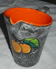 Ancien Pichet Rétro Vintage décor de fruits orange Signé Lunetta Vallauris