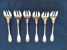6 Fourchettes à Huitre en Métal Argenté Christofle Chinon