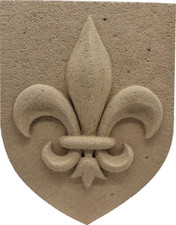 Blason mural fleur de Lys, Lis,  véritable pierre reconstituée, artisan Français