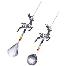  2pcs boule de cristal pendentif lustre plafond suspendu cerf décoration
