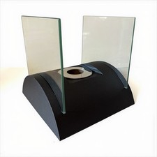 Cheminée Bioéthanol Table Design Noir 20cm Verre Trempé France