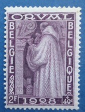 Belgique neuf, n°263, 2F + 40c, moine, première série d'Orval, 1928