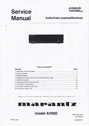 Manuel service pour - manuel, marantz