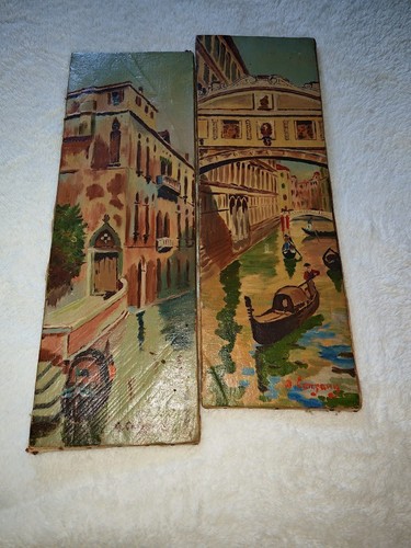 Paire anciens tableaux huile - d'anciens,
