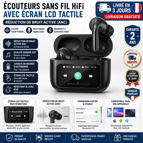 écouteurs sans fil écran lcd - Écouteurs,