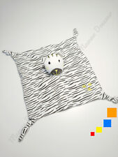 Doudou Plat/Mouchoir Tigre Zébré Blanc Noir Empruntes Jaunes Orchestra Prémaman