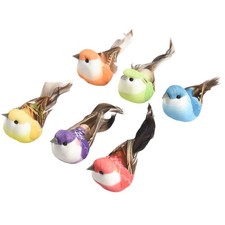 6 x faux oiseaux plumes