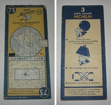 CARTE MICHELIN ,°73,CLERMONT Fd - LYON 1950,BE,BIBENDUM,AUVERGNE,RHONE ALPES