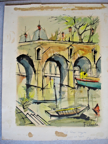 Ancien tableau gouache - ancien,