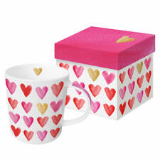 PPD Trend Mug Aquarelle Coeurs Or réel dans boîte cadeau Tasse Café Tasse 350ml