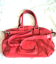 Très beau sac POURCHET, cuir rouge .PARFAIT ETAT.