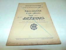 Ancien livret d'entretien + pièces faucheuse a un cheval type G 1 DEERING