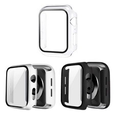 Coque rigide pour Apple Watch 44 mm Série 4/5/6/SE 2 44mm Noir Blanc Transparent