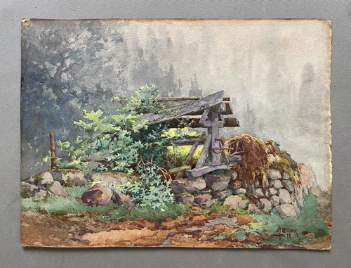 Sallès puits aquarelle - le, puits,