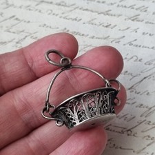 Panier Miniature en ARGENT Massif Filigrané Solid Silver Small Basket