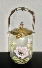 ANCIEN POT À BISCUIT DECOR FLEURS EMAILLÈES