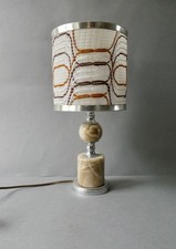 lampe en pierre d'onyx et chrome, abat jour d'origine, vers 1960