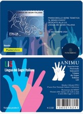 ITALIE 2024 LANGUE DES SIGNES ANIMU LIS CARTE PHILATÉLIQUE TIMBRE POSTAL