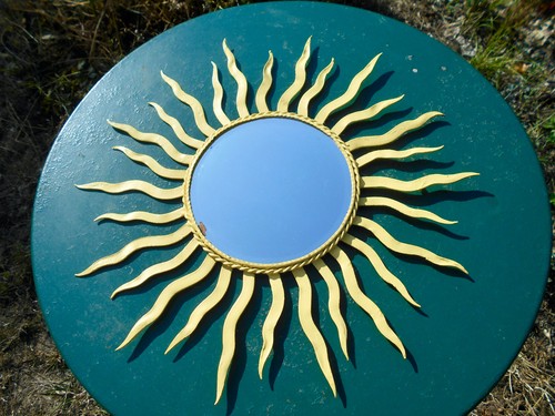 Ancien miroir soleil vintage - miroir,