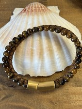 Bracelet en Œil de Tigre et Cuir– Force, Protection et Confiance
