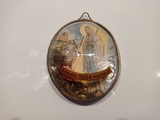 Médaille Globe Bombée Vierge À L'enfant Année 1954 Mariale 10x8cm