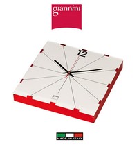 Giannini : Atelier : Horloge Carrée Murale Blanc-Rouge En Métacrylate