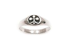 Bague T58 Chevalière Croix Fleur de Lys Rhodié Argent Massif 925 Dolly-Bijoux