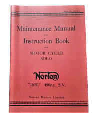Manuel D'Entretien Et Livre D'Instructions Norton 16H 490CC Solo WD Pour Moto